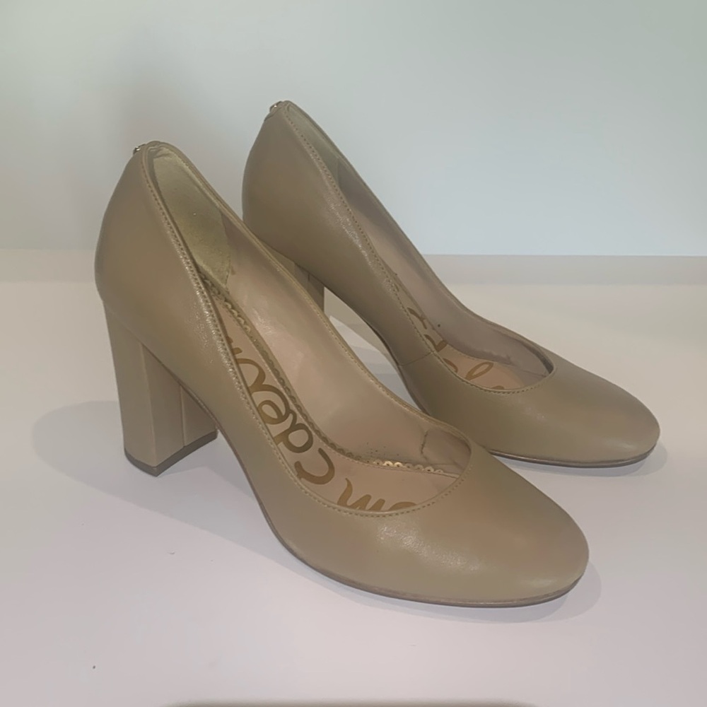 Sam Edelman tan leather block heels size 8 gently used